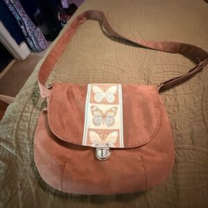 Boho Butterfly Crossbody Bag | Faux Suede | Adjustable Strap